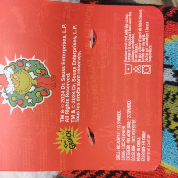The Grinch Dr. Seuss Reading Socks Slipper Socks Plaid Shoe Size 5-10 - Picture 8 of 15